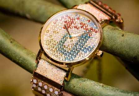 flat back crystals on watch